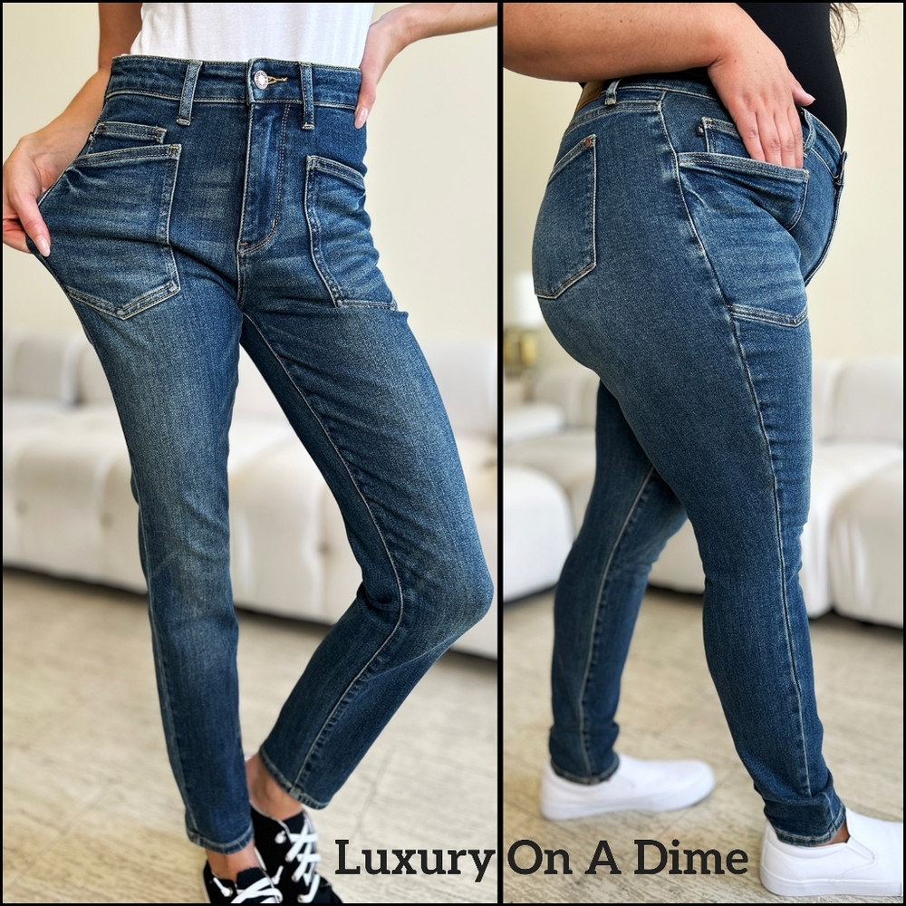 Judy Blue High Rise Dark Blue Stretch Jeans - Picture 6 of 16